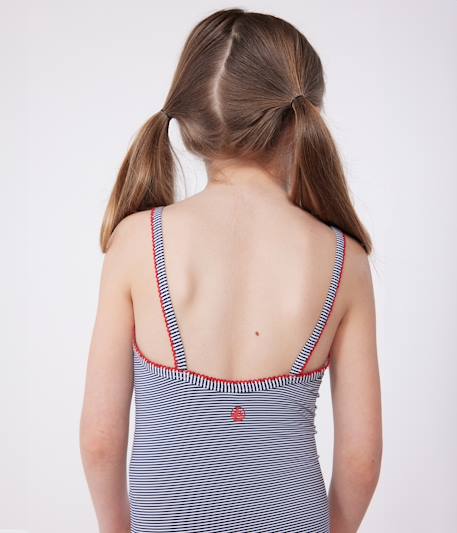 Striped Swimsuit for Girls, PETIT BATEAU blue 