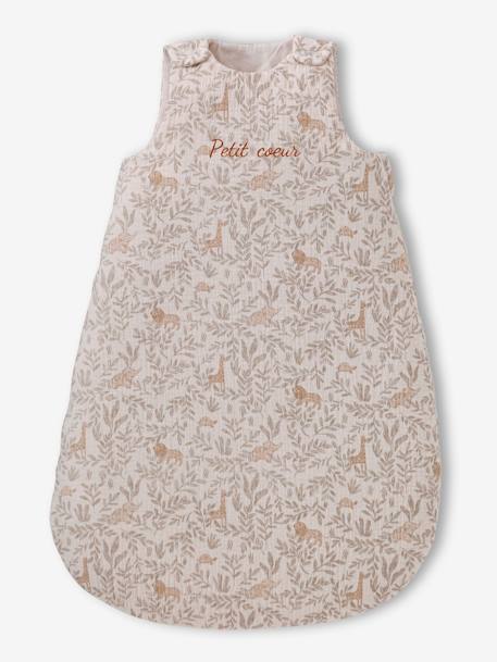 Sleeveless cotton gauze sleepbag, BABYLON printed beige 