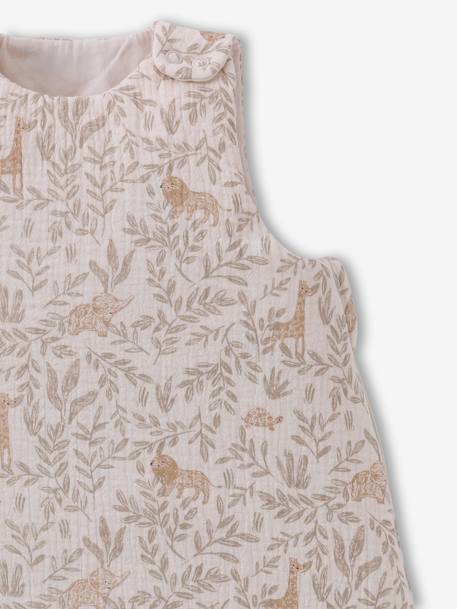 Sleeveless cotton gauze sleepbag, BABYLON printed beige 