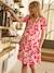 Short Floral Maternity Dress, ENVIE DE FRAISE khaki+red 