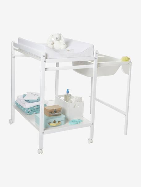 Foldaway Changing Table with Integrated MagicTub Baby Bath Light Brown+White 