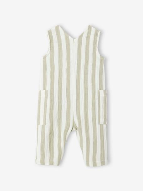 Striped Cotton Gauze Jumpsuit for Babies striped green 