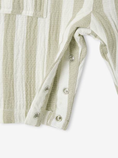 Striped Cotton Gauze Jumpsuit for Babies striped green 