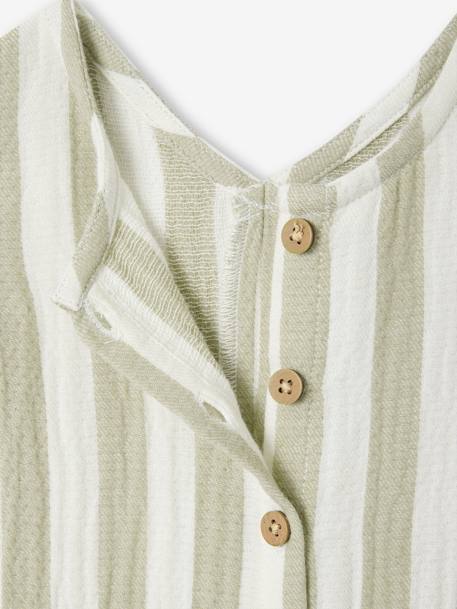 Striped Cotton Gauze Jumpsuit for Babies striped green 