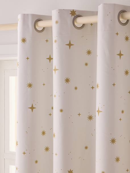 Blackout Curtain with Eyelets & Star Print White/Print 