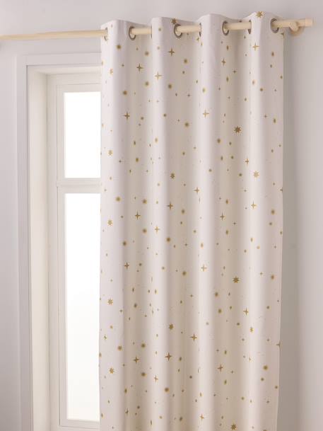 Blackout Curtain with Eyelets & Star Print White/Print 