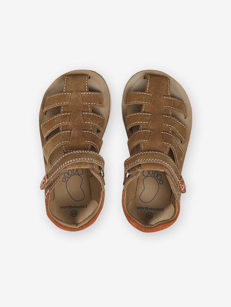 Leather Hook-&-Loop Sandals for Children, Designed for Autonomy camel 