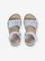 Glittery Hook-and-Loop Sandals for Girls printed white+set blue 
