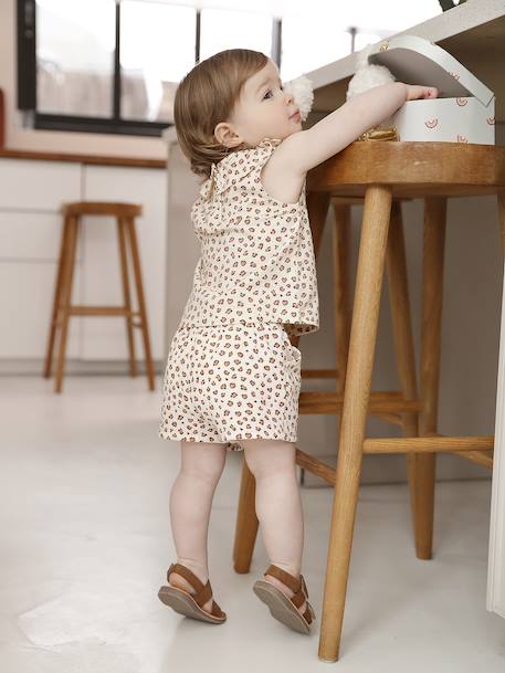 Leopard Print Shorts in Cotton Gauze for Babies vanilla 