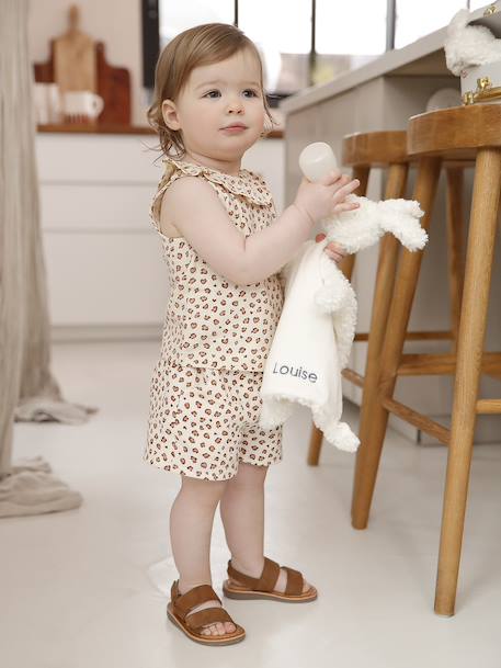 Leopard Print Shorts in Cotton Gauze for Babies vanilla 