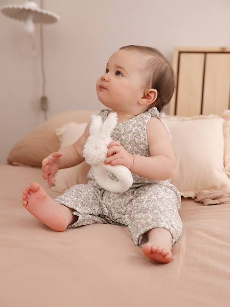 Jumpsuit for Newborn Babies, Embroidery in Cotton Gauze beige+ecru+Light Green/Print+white 