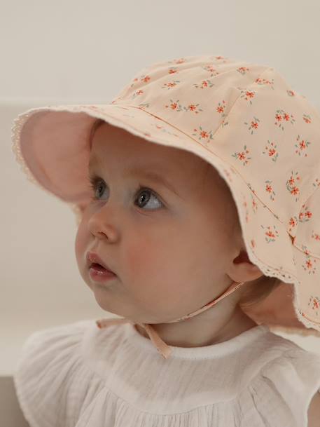 Floral Print Bucket Hat for Baby Girls pale pink 