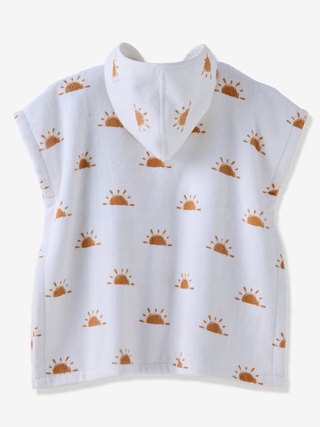 Bath/Beach Poncho with Recycled Cotton, for Babies printed pink+printed white 