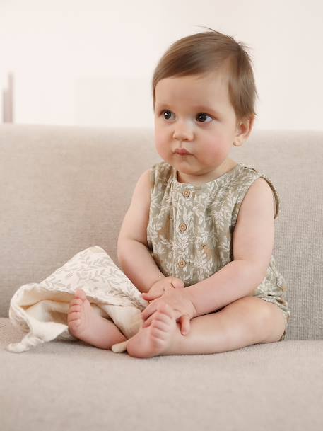 Printed baby playsuit khaki 