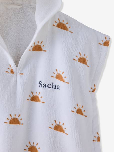 Bath/Beach Poncho with Recycled Cotton, for Babies printed pink+printed white 