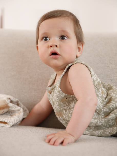 Printed baby playsuit khaki 