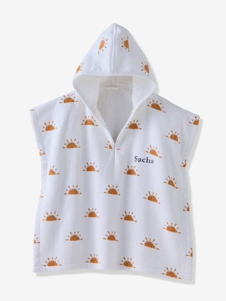 Bath/Beach Poncho with Recycled Cotton, for Babies printed pink+printed white 