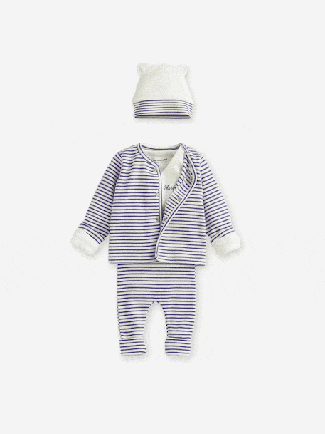Mix & match outfit: bodysuit + leggings + cardigan + hat blue 