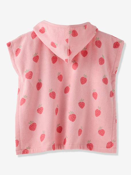 Bath/Beach Poncho with Recycled Cotton, for Babies printed pink+printed white 