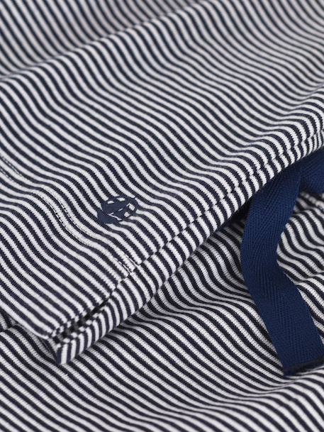 Striped, Short Sleeve Pyjamas for Children, Wide Legs, PETIT BATEAU navy blue 