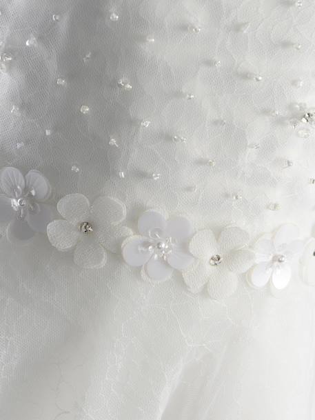Party dress with pearls and flowers for girls by  Happy Girls ecru 