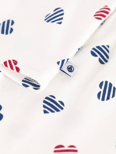 Heart Print Pyjamas for Children, PETIT BATEAU white 