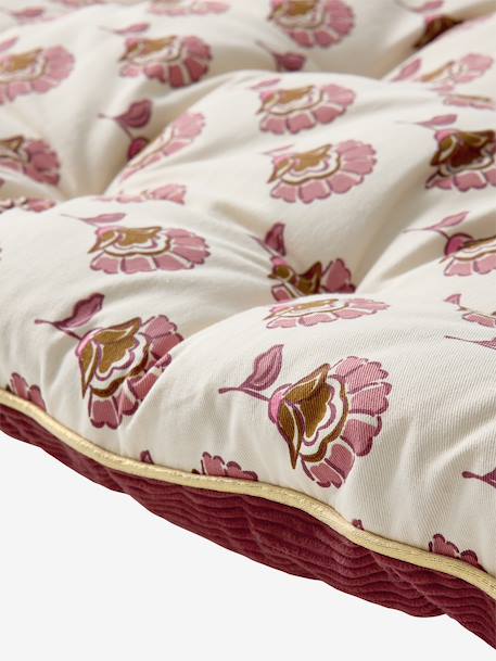 Bi-material floor mattress in floral/velvet Arizona rose 