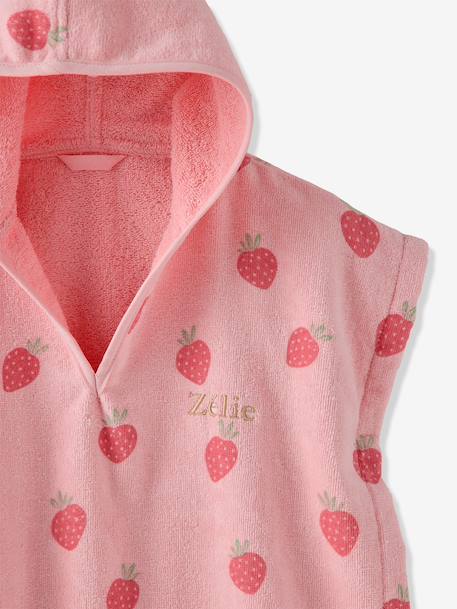 Bath/Beach Poncho with Recycled Cotton, for Babies printed pink+printed white 