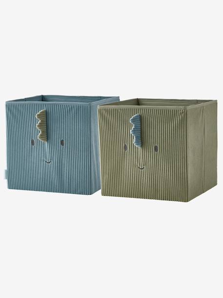 Set of 2 Minisaurus Dino Storage Tubs in Corduroy sage green 