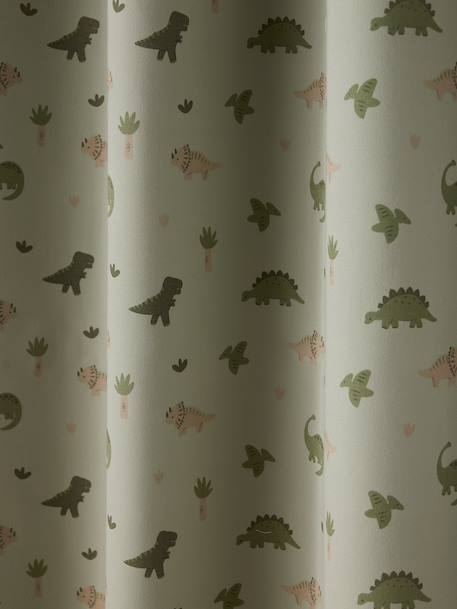 Blackout Eyelet Curtain with Glow-in-the-Dark Minisaurus Dinosaurs sage green 