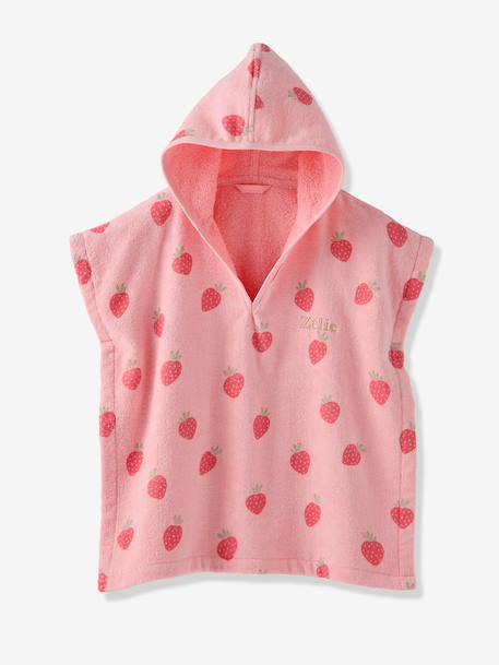 Bath/Beach Poncho with Recycled Cotton, for Babies printed pink+printed white 