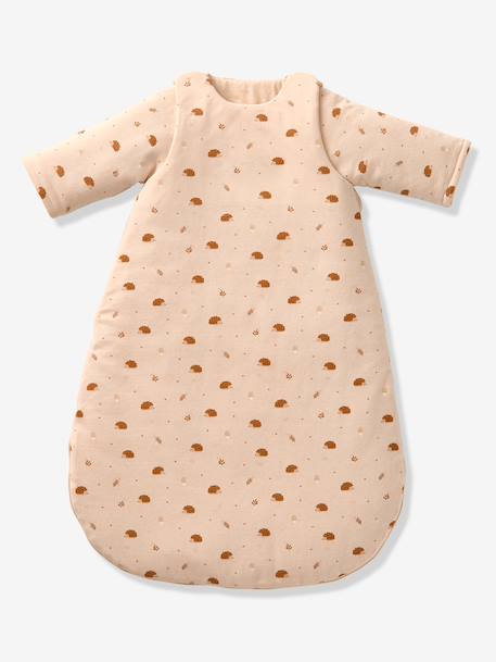 Sleeping Bag with Detachable Sleeves, Hedgehog printed beige 