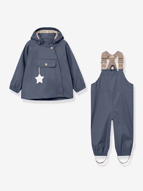 Children's set: MATWAINIS rain jacket & waterproof trousers deep blue+green 