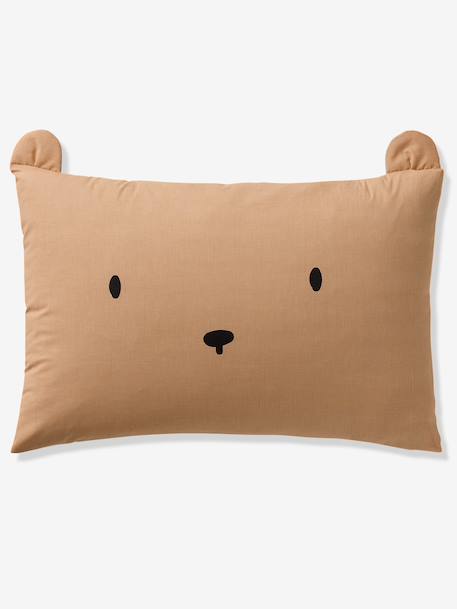 Duvet cover set + pillowcase, with recycled cotton BEAR printed beige 
