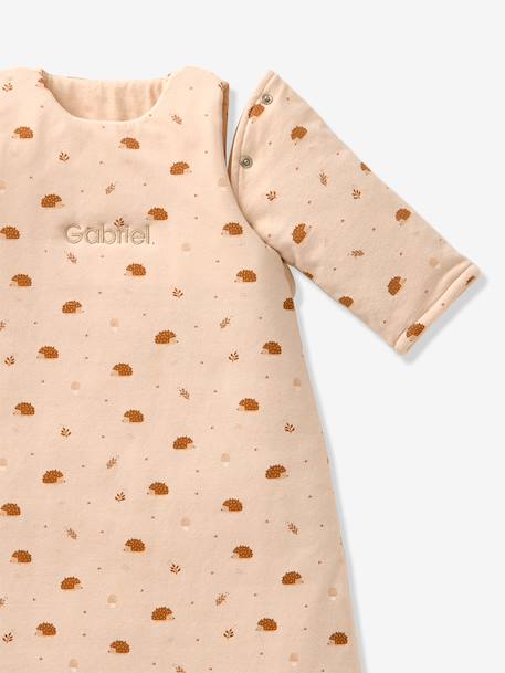 Sleeping Bag with Detachable Sleeves, Hedgehog printed beige 