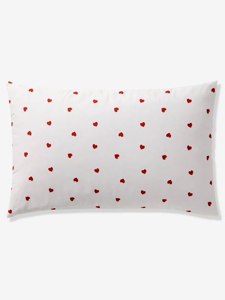Duvet Cover Set + Pillowcase with Recycled Cotton for Children, HEARTS printed white 