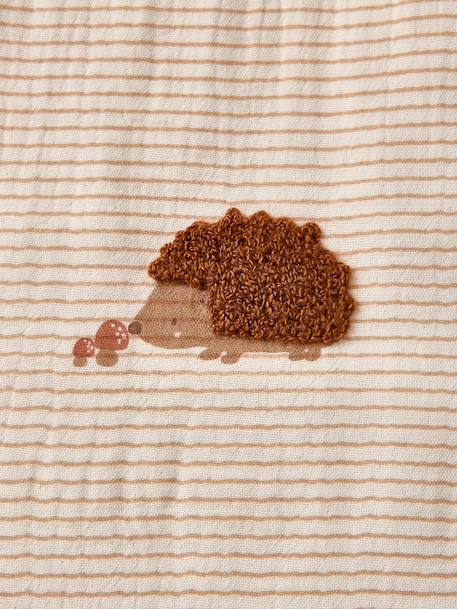 Sleeveless Baby Sleeping Bag in Cotton Gauze, HEDGEHOG striped beige 