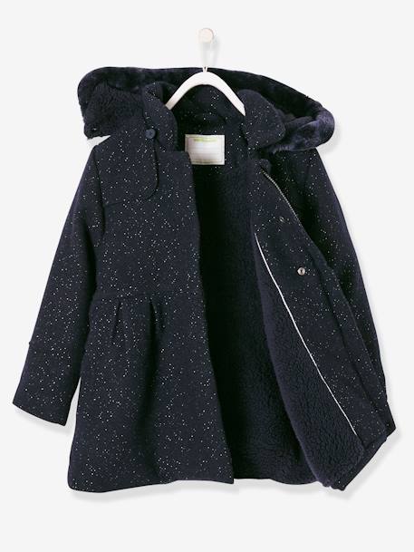 Woollen Coat for Girls Dark Blue+PURPLE DARK SOLID 