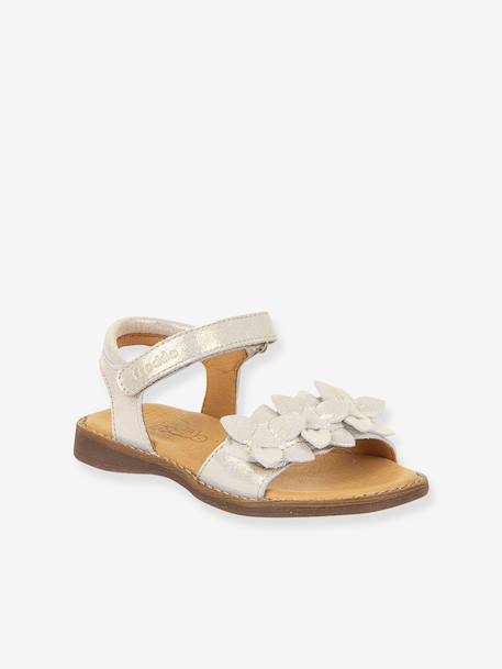 Pair of LORE FLOWERS Leather Sandals for Girls, FRODDO blue+blush+deep blue+gold+golden pink+lavender+red+tomato red 