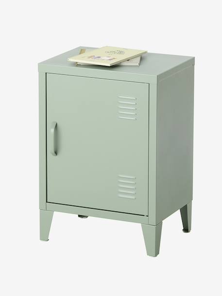 Bedside table with 1 metal door green+rose 