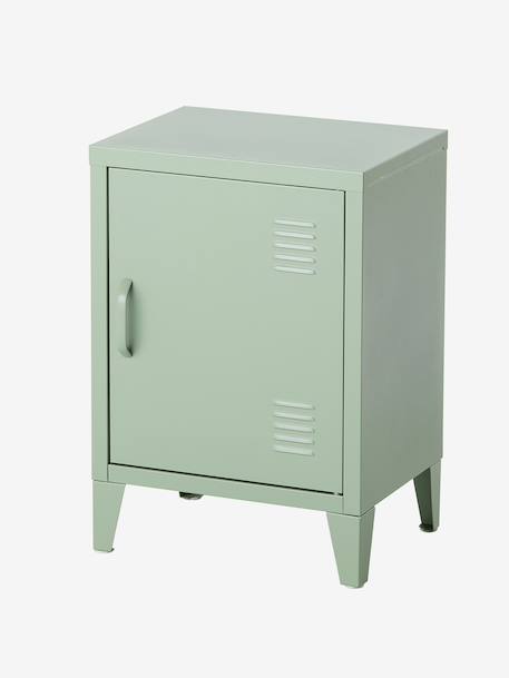 Bedside table with 1 metal door green+rose 