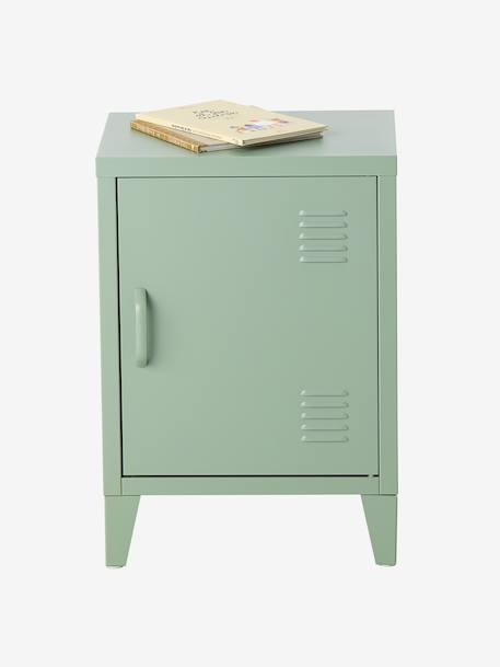 Bedside table with 1 metal door green+rose 