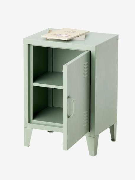 Bedside table with 1 metal door green+rose 