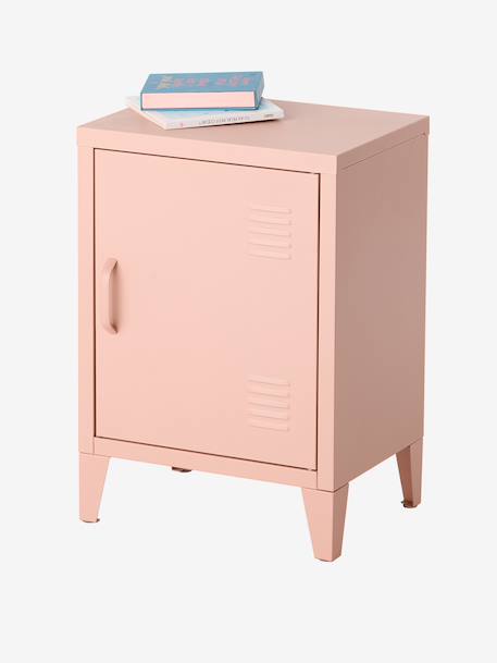 Bedside table with 1 metal door green+rose 