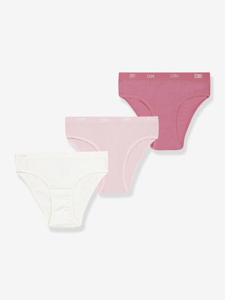 Pack of 3 girls' knickers Les Pockets Ecodim rose+white 