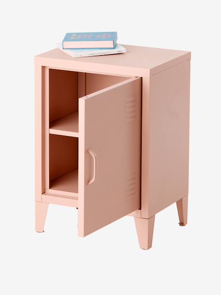 Bedside table with 1 metal door green+rose 