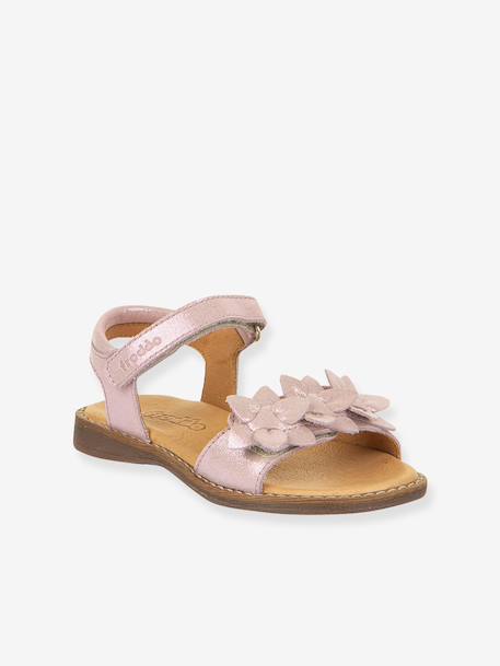 Pair of LORE FLOWERS Leather Sandals for Girls, FRODDO blue+blush+deep blue+gold+golden pink+lavender+red+rose+tomato red 