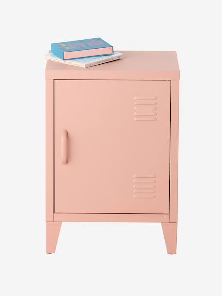 Bedside table with 1 metal door green+rose 