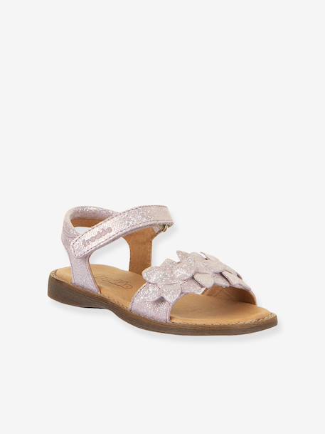 Pair of LORE FLOWERS Leather Sandals for Girls, FRODDO blue+blush+deep blue+gold+golden pink+lavender+red+tomato red 