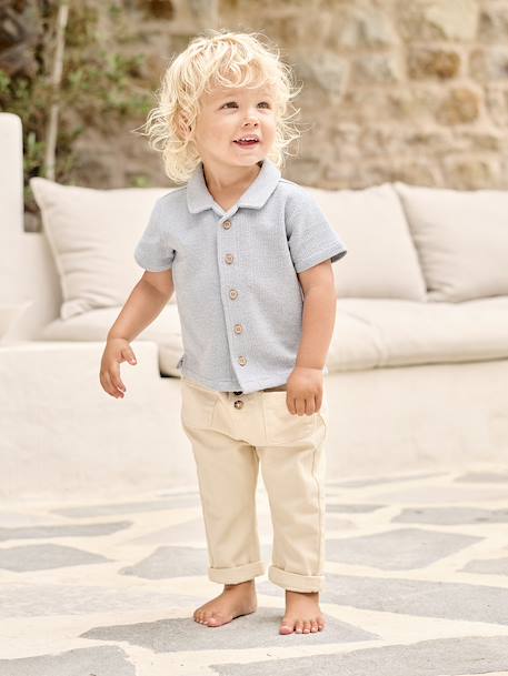 Short-Sleeved Shirt for Babies grey blue 